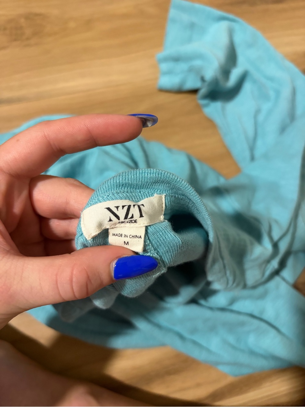 NIC+ZOE Light Teal Scoop Neck Knit Top - Picture 3 of 3